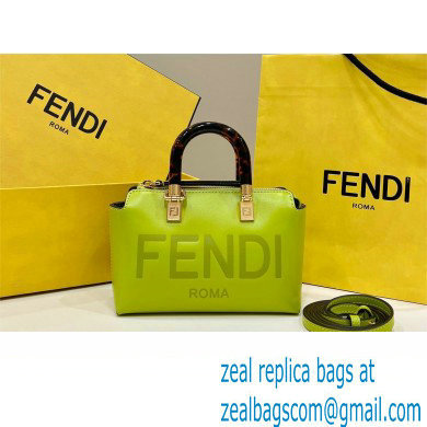 Fendi mini By The Way Boston bag in acid green leather 2023