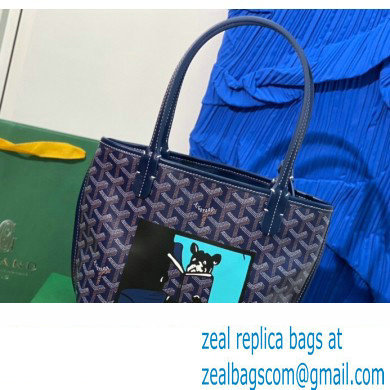 Goyard Hulot Print Anjou Reversible Mini Tote Bag Dark Blue