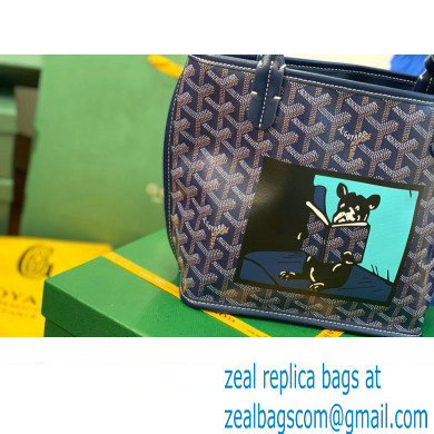 Goyard Hulot Print Anjou Reversible Mini Tote Bag Dark Blue