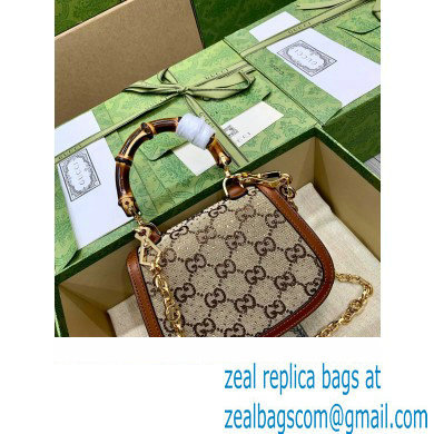 Gucci Bamboo 1947 mini top handle bag canvas with GG crystal 735116 - Click Image to Close