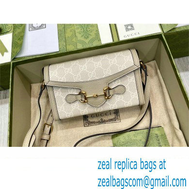 Gucci Horsebit 1955 Mini Bag 699296 GG Canvas beige and white