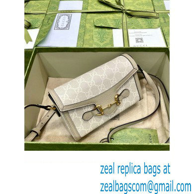 Gucci Horsebit 1955 Mini Bag 699296 GG Canvas beige and white