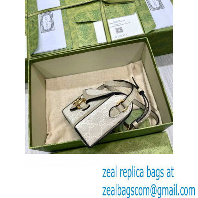 Gucci Horsebit 1955 Mini Bag 699296 GG Canvas beige and white