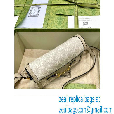 Gucci Horsebit 1955 Mini Bag 699296 GG Canvas beige and white