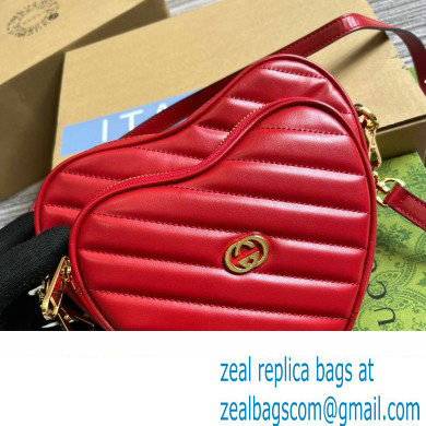 Gucci Interlocking G mini heart shoulder bag 751628 Red 2023