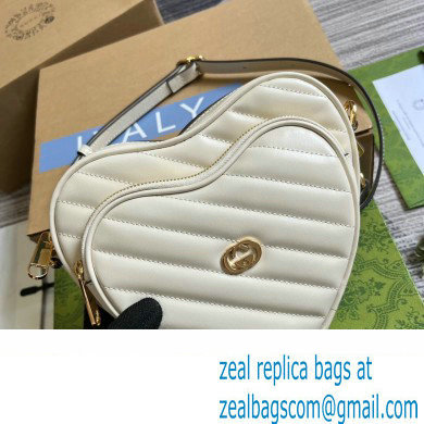 Gucci Interlocking G mini heart shoulder bag 751628 White 2023