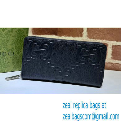 Gucci Jumbo GG zip around wallet 739484 Black 2023 - Click Image to Close