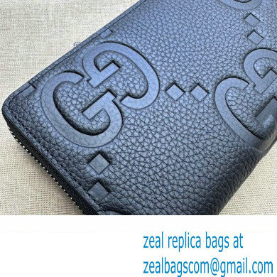 Gucci Jumbo GG zip around wallet 739484 Black 2023 - Click Image to Close