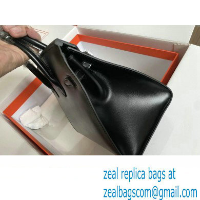 Hermes Birkin 25/30 In Original Box Leather Black with Silver Hardware (Full Handmade)