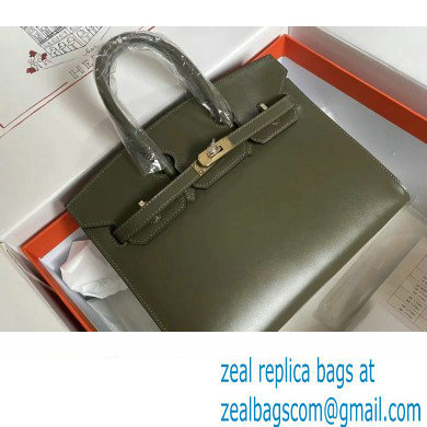 Hermes Birkin 25/30 In Original Box Leather Olive Green with Gold/Silver Hardware (Full Handmade)
