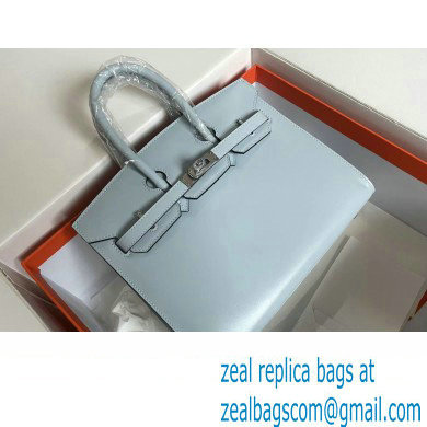 Hermes Birkin 25/30 In Original Box Leather Pale Blue with Gold/Silver Hardware (Full Handmade)