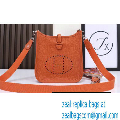 Hermes Evelyne III TPM Bag In Original Togo Leather Orange with Silver Hardware (Machine Made)