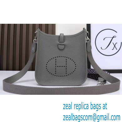 Hermes Evelyne III TPM Bag In Original Togo Leather gris meyer with silver Hardware (Machine Made)