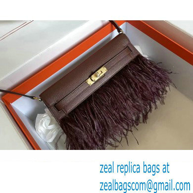 Hermes Feather Kelly Elan Bag In Original Mysore Leather Burgundy 2023(Full Handmade)