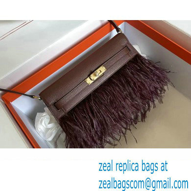 Hermes Feather Kelly Elan Bag In Original Mysore Leather Burgundy 2023(Full Handmade) - Click Image to Close