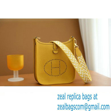 Hermes III TPM Evelyne Bag In Original Togo Leather with Gold/Silver Hardware jaune ambre(Full Handmade)