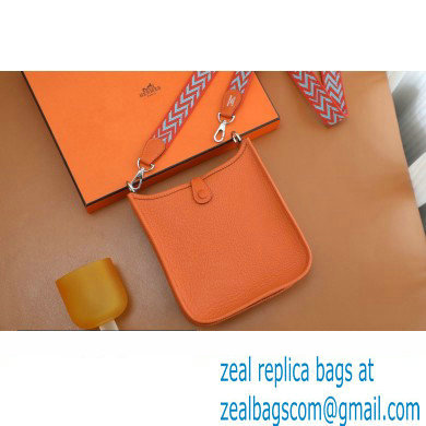 Hermes III TPM Evelyne Bag In Original Togo Leather with silver Hardware orange(Full Handmade)