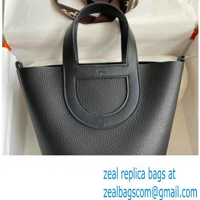 Hermes In-The-Loop Tote Bag In Original taurillon clemence Leather Black with Silver Hardware (Full Handmade Quality)