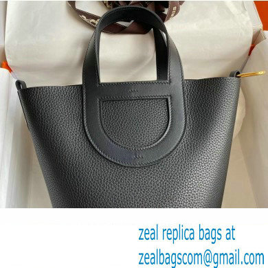 Hermes In-The-Loop Tote Bag In Original taurillon clemence Leather Black with gold Hardware (Full Handmade Quality)