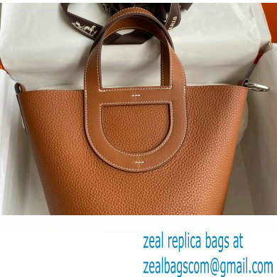 Hermes In-The-Loop Tote Bag In Original taurillon clemence Leather Golden Brown with Silver Hardware (Full Handmade Quality)
