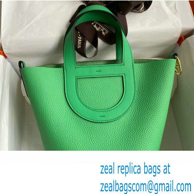 Hermes In-The-Loop Tote Bag In Original taurillon clemence Leather Green with Gold Hardware (Full Handmade Quality)