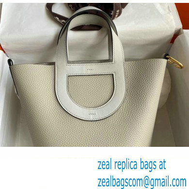 Hermes In-The-Loop Tote Bag In Original taurillon clemence Leather Pearl Gray with Gold Hardware (Full Handmade Quality)