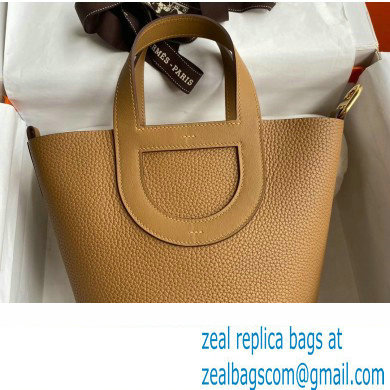 Hermes In-The-Loop Tote Bag In Original taurillon clemence Leather biscuit with gold Hardware (Full Handmade Quality)