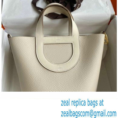 Hermes In-The-Loop Tote Bag In Original taurillon clemence Leather craie with gold Hardware (Full Handmade Quality)