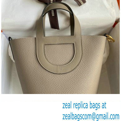 Hermes In-The-Loop Tote Bag In Original taurillon clemence Leather gris asphalt with gold Hardware (Full Handmade Quality)