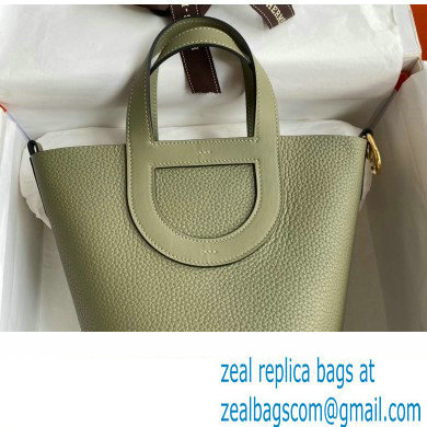 Hermes In-The-Loop Tote Bag In Original taurillon clemence Leather sauge with gold Hardware (Full Handmade Quality)