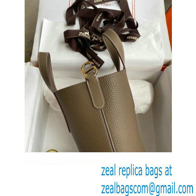 Hermes In-The-Loop Tote Bag In Original taurillon clemence Leather taupe grey with gold Hardware (Full Handmade Quality)