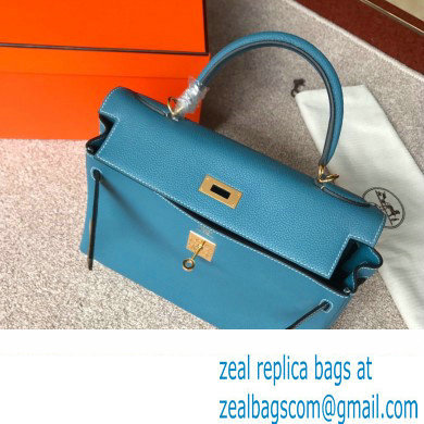 Hermes Kelly 28cm/32cm Bag In Original togo Leather With Gold/Sliver Hardware blue jean(full handmade)