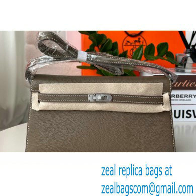 Hermes Kelly Elan Bag In Original Mysore Leather Elephant Gray 2023(Full Handmade)