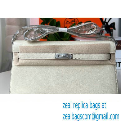 Hermes Kelly Elan Bag In Original Mysore Leather White 2023(Full Handmade) - Click Image to Close