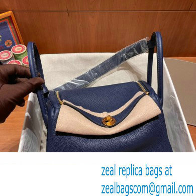 Hermes Lindy 26cm Bag in original taurillon clemence leather blue saphire(handmade)