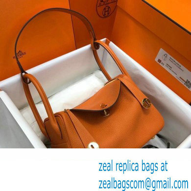 Hermes Lindy 26cm Bag in original taurillon clemence leather orange(handmade)