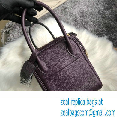 Hermes Lindy 26cm Bag in original taurillon clemence leather raisin(handmade) - Click Image to Close