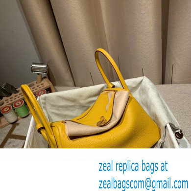 Hermes Lindy 26cm Bag in original taurillon clemence leather yellow(handmade) - Click Image to Close