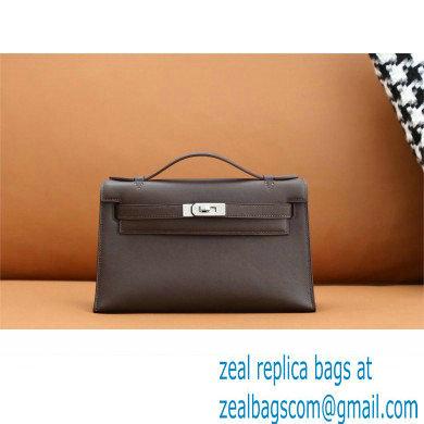 Hermes Mini Kelly 22 Pochette Bag cafe in Swift Leather(handmade)