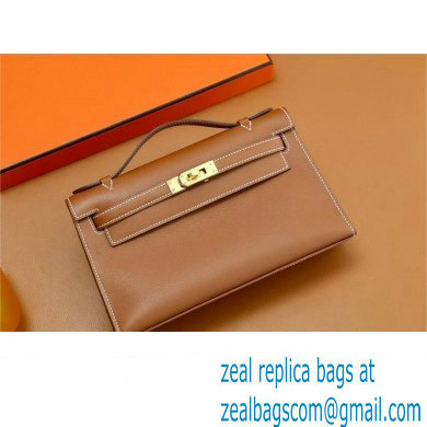 Hermes Mini Kelly 22 Pochette Bag gold brown in Swift Leather(handmade) - Click Image to Close