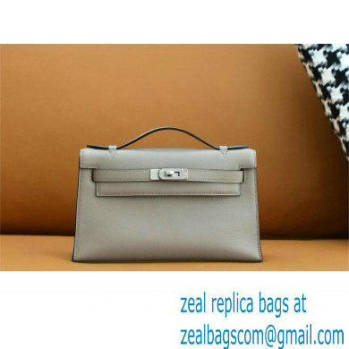 Hermes Mini Kelly 22 Pochette Bag gris asphalt in Swift Leather(handmade)