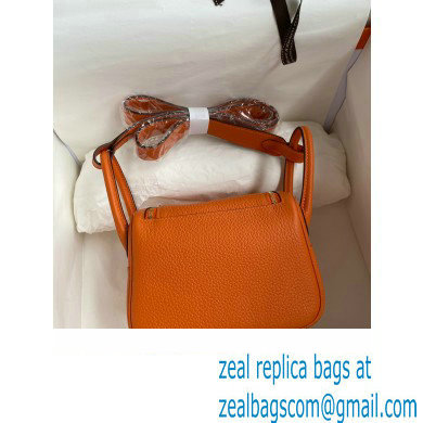 Hermes Mini Lindy 19cm Bag in original taurillon clemence leather orange(handmade)