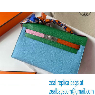 Hermes Mini Pochette Bag In Original Epsom Leather Blue/Green/Pink/Orange/Red (Full Handmade)