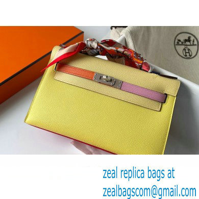 Hermes Mini Pochette Bag In Original Epsom Leather Yellow/Orange/Pink/Green/Red (Full Handmade)