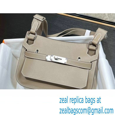 Hermes mini jypsiere bag Pearl Gray in swift leather with Silver Hardware (original quality+handmade)