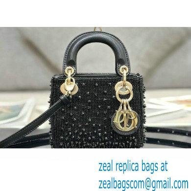 Lady Dior Micro Bag Black in Satin with Gradient Bead Embroidery