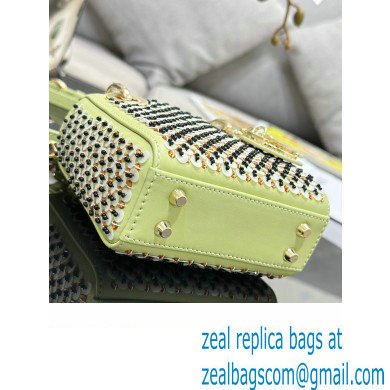 Lady Dior Micro Bag Green In Embroidered With Sequins and Beads