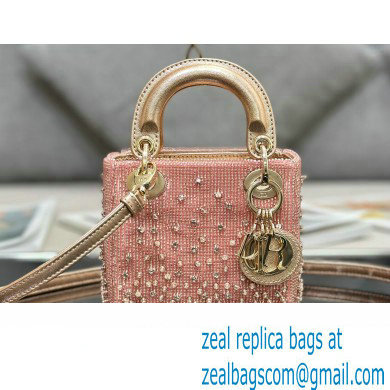 Lady Dior Micro Bag Pink in Satin with Gradient Bead Embroidery