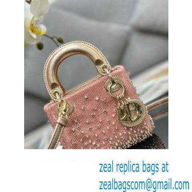 Lady Dior Micro Bag Pink in Satin with Gradient Bead Embroidery - Click Image to Close