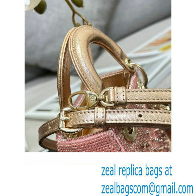 Lady Dior Micro Bag Pink in Satin with Gradient Bead Embroidery
